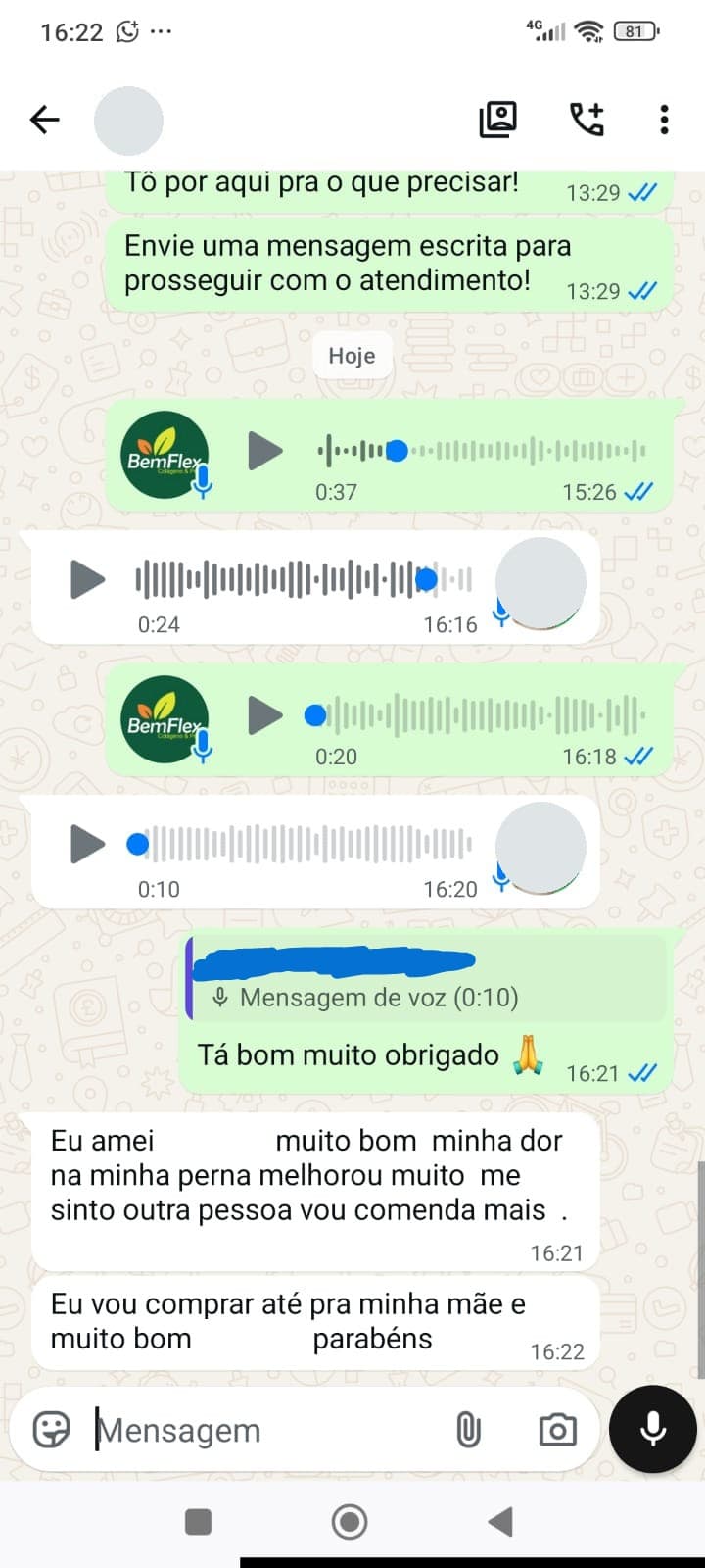 Mensagem de Fernanda no WhatsApp